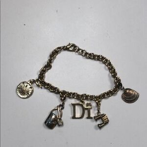 𝅺diamond Intl Beach Theme Gold Tone Link And Charm Bracelet